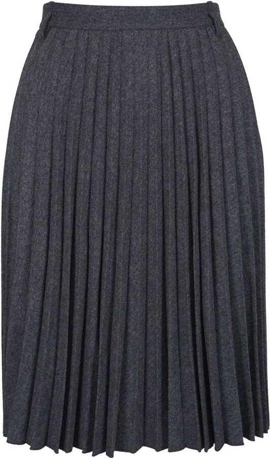 Vince Pleated Herringbone Skirt