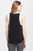 Thumbnail for your product : L'Agence Contrast Trim Zip Front Silk Blouse