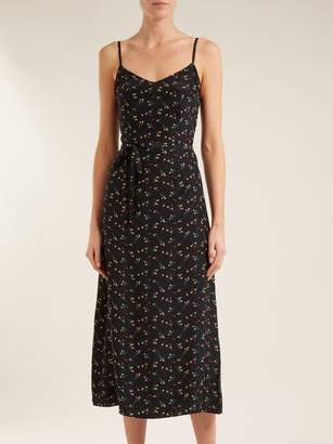 Hvn - Josephine Floral Print Silk Long Dress - Womens - Black Print