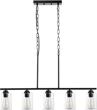 NFusion Arvistra 5-Light Adjustable Pendant Light with Metal Frame and Clear Glass Shade