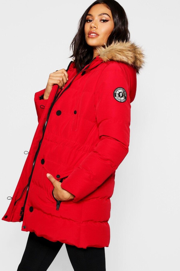 red parka jacket womens