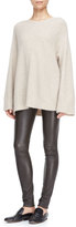 Thumbnail for your product : The Row Kerr Cashmere/Silk Top and Pull-On Leather Moto Leggings