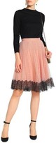Thumbnail for your product : RED Valentino Lace-Trimmed Point D'esprit Skirt