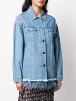 Thumbnail for your product : Simonetta Ravizza Feather Trimmed Denim Jacket