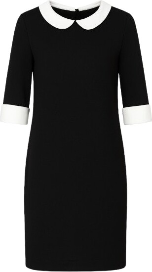 Conquista Black Straight Dress With Contrast Details