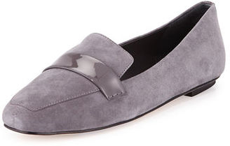 Delman Fab Patent-Strap Suede Loafer
