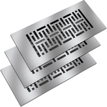 Reggio Register 4X10 (3-Pack) Low-Profile Steel Floor Vent Cover - Woven Pattern - With Louver