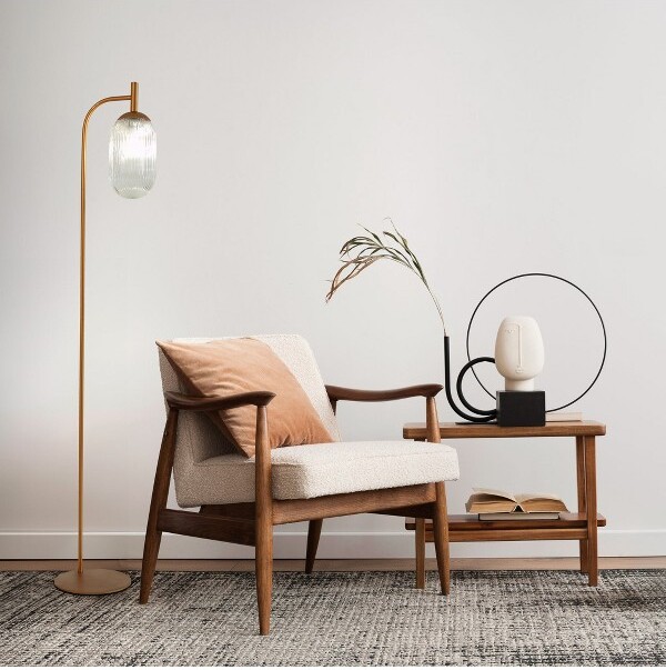 HBEZON Bronze&ClearFloorLamp–Upward-GlowModernClassic110–120VPlug-InforLivingRoomBedroomorOffice