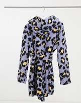 Thumbnail for your product : ASOS Curve DESIGN Curve animal mini robe in purple