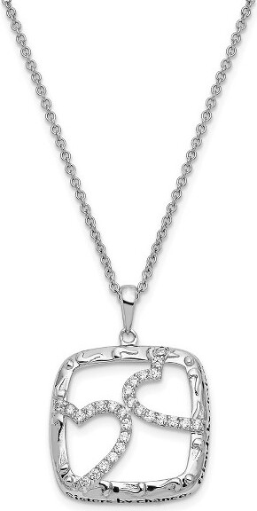 Black Bow Jewelry Co. BlackBowJewelryRhodiumPlatedSterlingSilver&CZSistersByChanceNecklace18In.