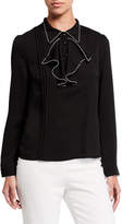 Thumbnail for your product : Cistar Contrast Scalloped Edge Ruffle Blouse