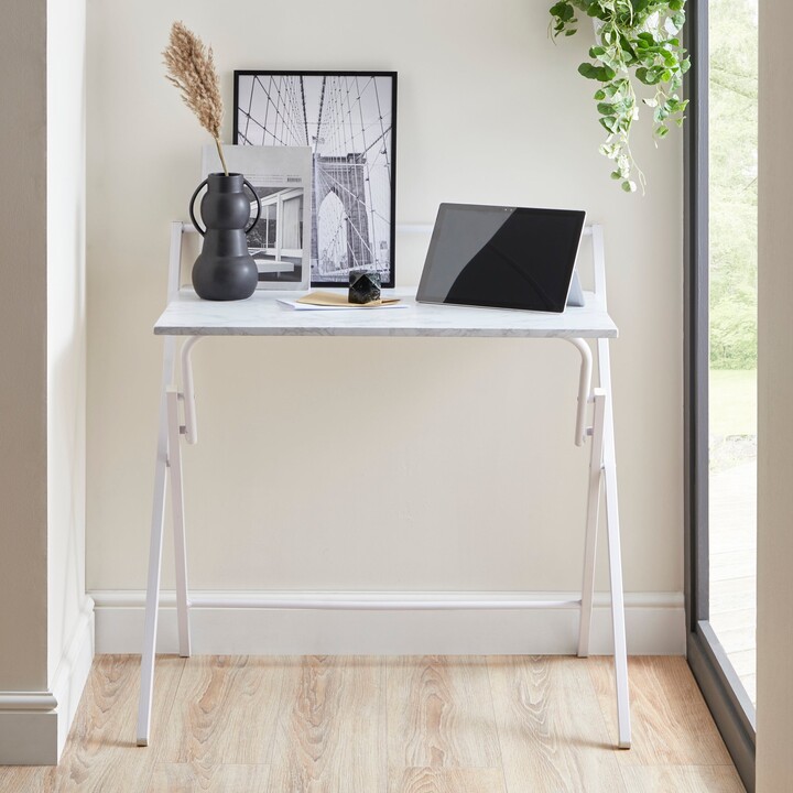 Dunelm Evelyn Marble Effect Folding Desk White/Grey ShopStyle