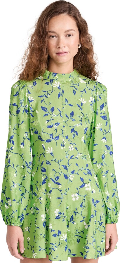 KITRI Doretta Green Vine Print Mini Dress