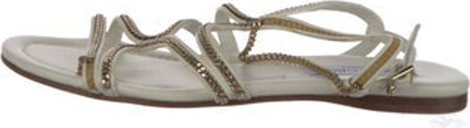 Jimmy Choo Leather Slides White Animal Print Multistrap