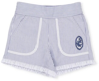 Chloé Children Logo Embroidered Striped Shorts
