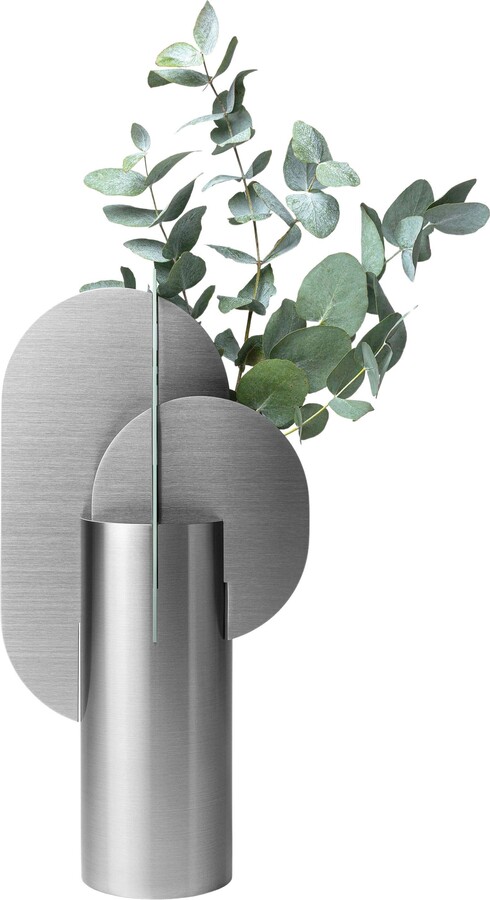 Contemporary Metal Vase 'ekster Cs11' By Noom, Brushed Stainless Steel