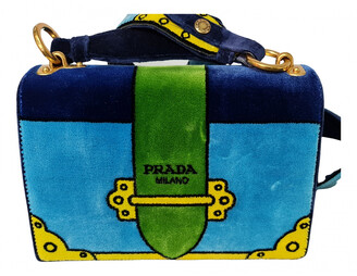 Prada Cahier Blue Velvet Handbags - ShopStyle Bags