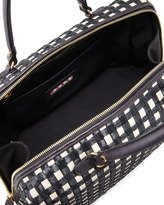 Thumbnail for your product : Marni Woven Raffia & Leather Satchel Bag, Black/White