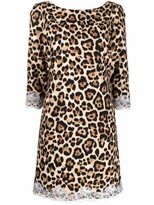Thumbnail for your product : Blumarine Leopard-Print Lace-Trim Shift Dress