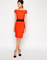 Thumbnail for your product : Paper Dolls Belted Off Shoulder Pencil Dress With Lace Waist