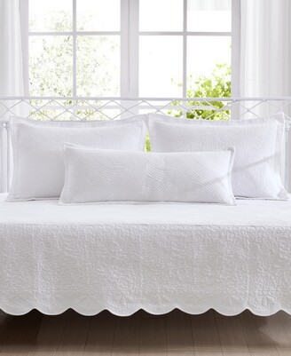 Laura Ashley Solid Trellis Cotton 4 Piece Daybed Set