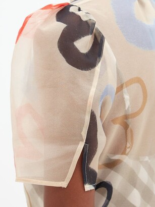 Lee Mathews Dixie Scribble-print Silk-organza Midi Dress - Beige Multi