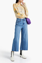 Thumbnail for your product : Nobody Denim Skylar frayed cropped high-rise wide-leg jeans