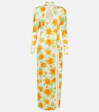 Alessandra Rich Floral silk midi dress
