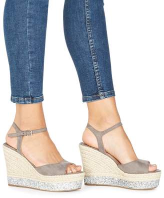 Faith Grey 'Liddy' High Wedge Heel Ankle Strap Sandals