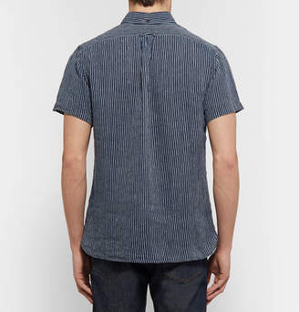Todd Snyder Button-Down Collar Striped Slub Linen Shirt