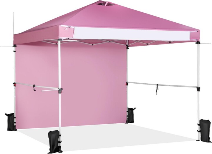 Gouun 10 x 10 Feet Foldable Commercial Pop-up Canopy with Roller Bag and Banner Strip