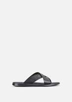 Thumbnail for your product : Emporio Armani Velor Ribbon Leather Sandals