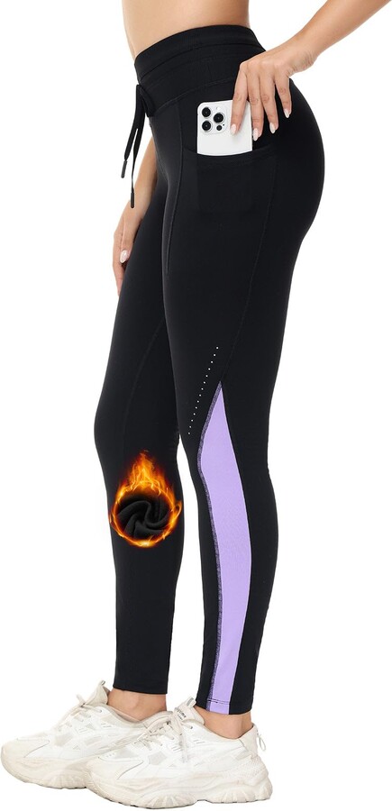 BALEAF Fleece Lined Leggings Womens Waterproof Thermal Winter Warm Hiking  Ski Running Leggings High Waisted with Pockets Purple-27'' XL - ShopStyle  Activewear Trousers