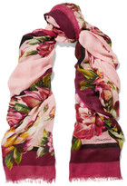 Thumbnail for your product : Dolce & Gabbana Floral-print Modal And Cashmere-blend Gauze Scarf - Pink