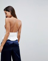 Thumbnail for your product : ASOS DESIGN Sexy Halter Plunge Top with Fringe Belt