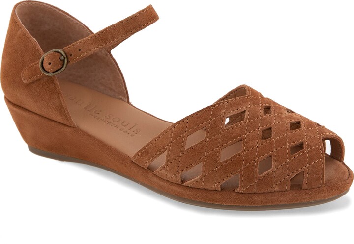 Gentle Souls by Kenneth Cole Loren Ankle Strap Peep Toe Wedge Sandal