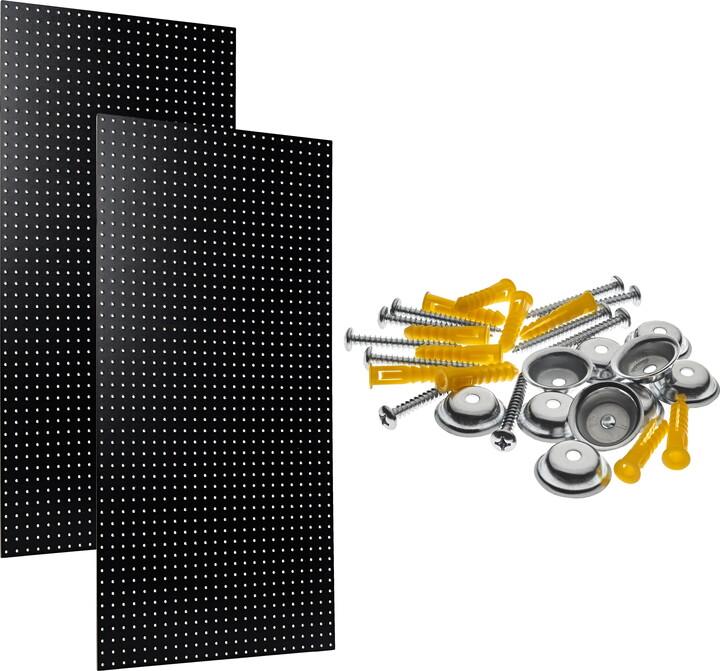 Triton Products 2) Wall Ready Black Pegboards 24 In. W x 42 In. H x 1/4 In. D Heavy-Duty High Density Fiberboard Round Hole Pegboards with Mounting Hardware