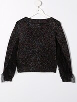 Thumbnail for your product : MonnaLisa Metallic Tulle-Trimmed Cardigan