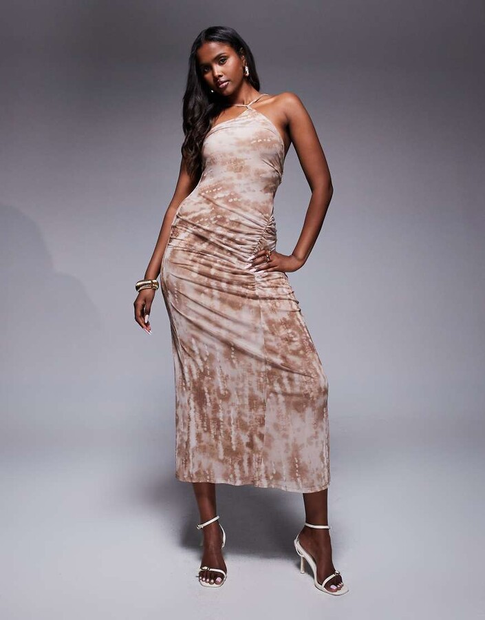 Waisted Maxi Asos Design Halter Pleated Waisted Midi Dress ASOS