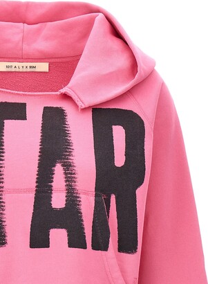 【ALYX】Pink Graphic Hoodie Alyx Graphic Crop Hoodie Pink Cropped Hoodie - Graphic Crop