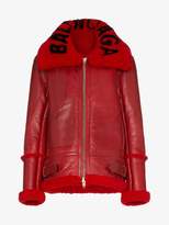 Thumbnail for your product : Balenciaga Bombardier oversized leather and shearling coat