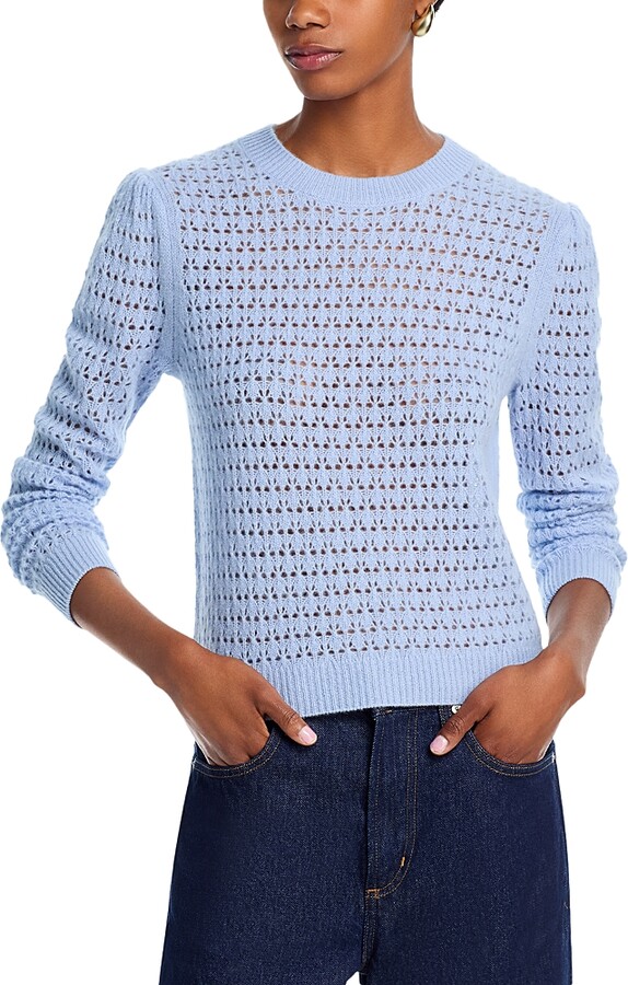 Aqua Openwork Cashmere Crewneck Sweater - Exclusive