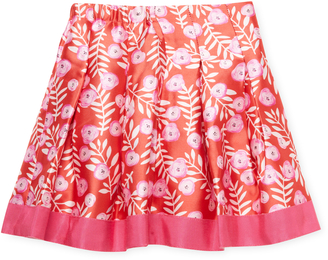 Oscar de la Renta Petite Roses Mikado Box Pleat Skirt