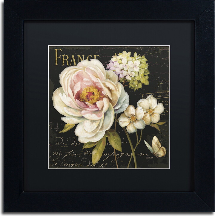 Trademark Fine Art "Marche de Fleurs on Black" Canvas Art by Lisa Audit, Black Matte, Black Frame