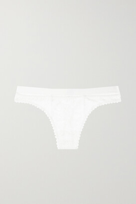 ELSE Petunia Stretch-mesh And Corded Lace Thong - Ivory - x small