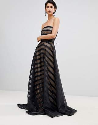 Forever Unique Stripe Strapless Gown