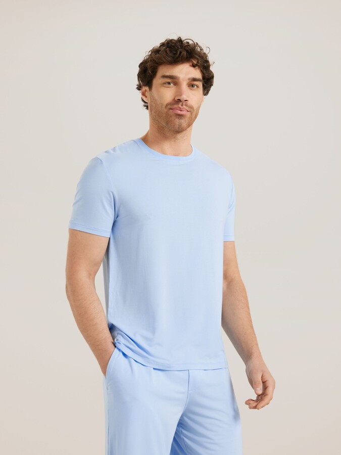 Mens Pyjama Short Sleeve Size 50-Light Blue-Round Neck