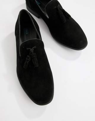 ASOS Design Vegan Friendly Tassel Loafers In Black Faux Suede