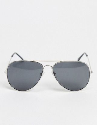 SVNX 2 pack aviator sunglasses with silver and black lens