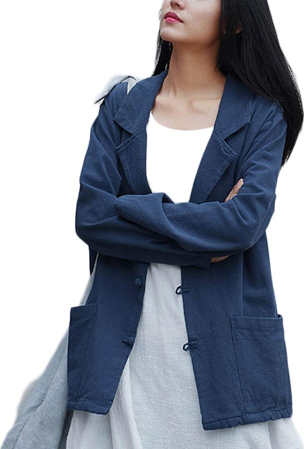 navy linen jacket womens